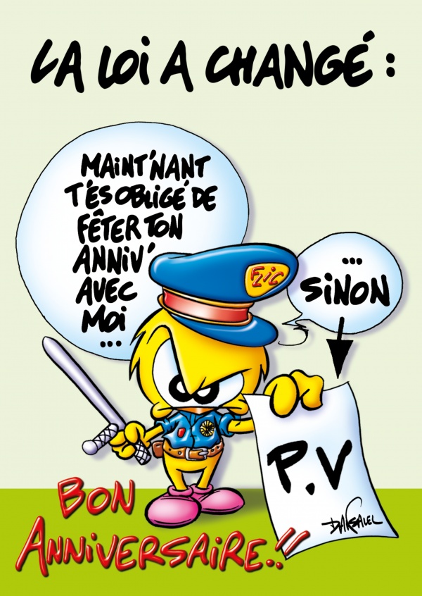 Le Piaf dibujos animados Bon Aniversario de flic