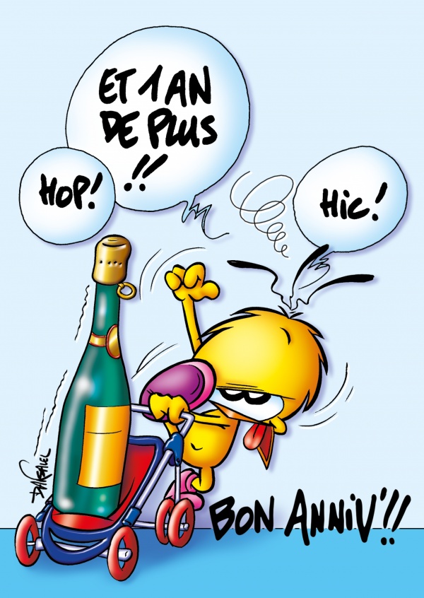 Le Piaf Cartoon Bon Anniv 1 de janeiro mais