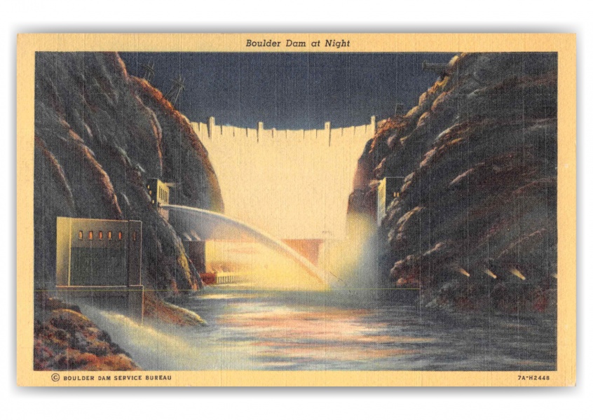 Boulder Dam Nevada at Night Scenic View