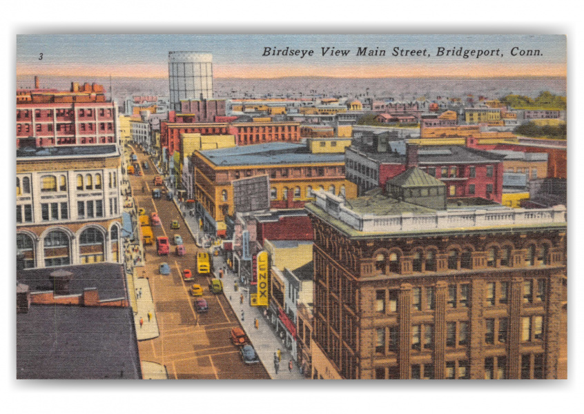 Bridgeport, Connecticut, birds eye view of main street