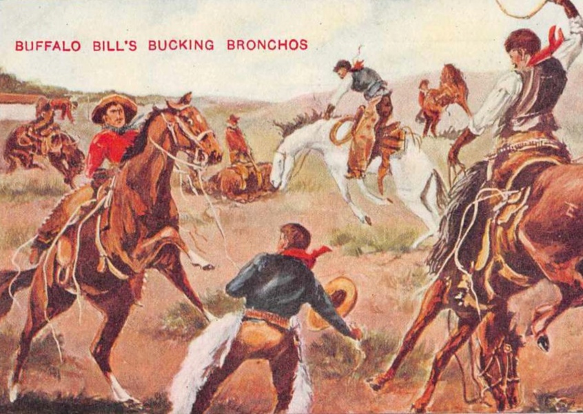 Buffalo Bill’s Wild West Bucking Bronchos Antique Postcard 