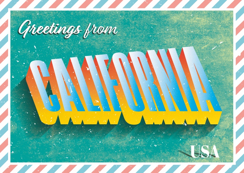Retro postcard California, USA