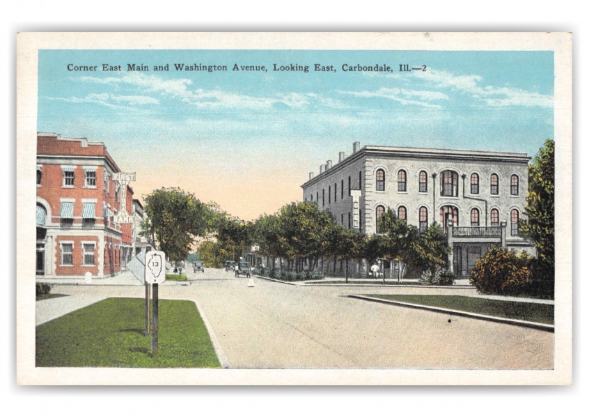 Carbondale Illinois Corner East Main and Washington Avenue Looking East