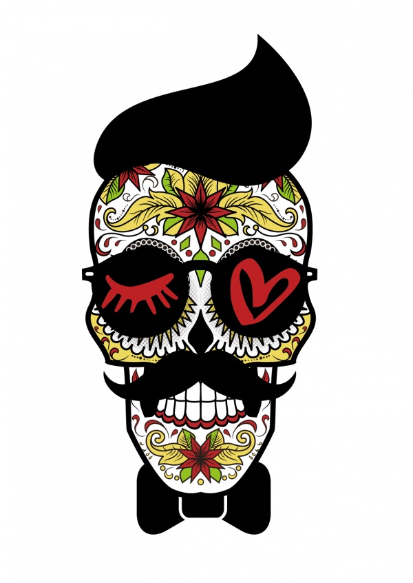 ilustração Olho-amor hipster crânio