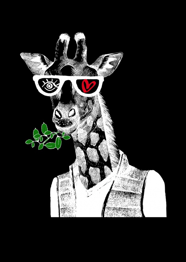 ilustração Olho-amor girafa inverso