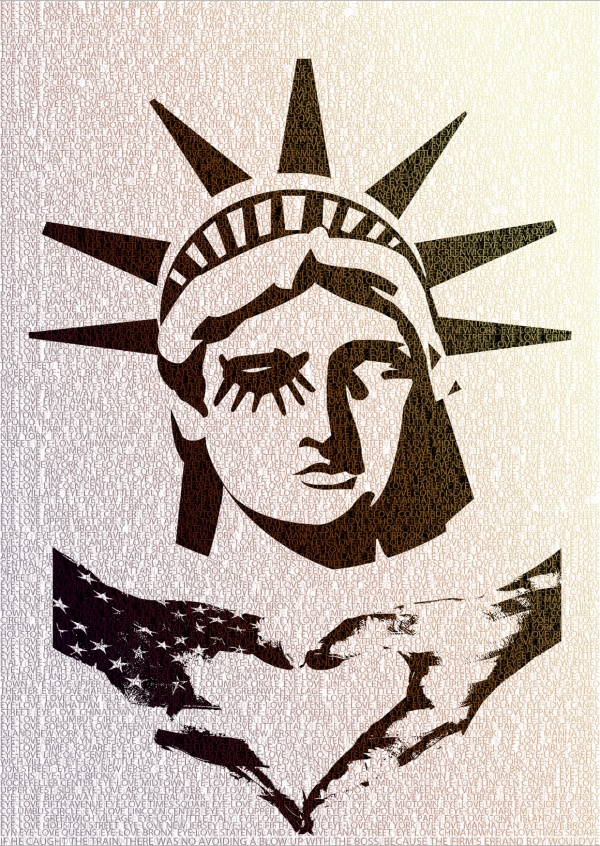 ilustração Olho-o amor de Nova York, a estátua da liberdade