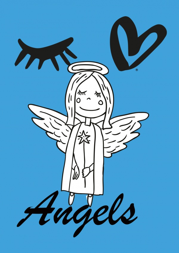 illustrazione di natale angelo su fondo blu