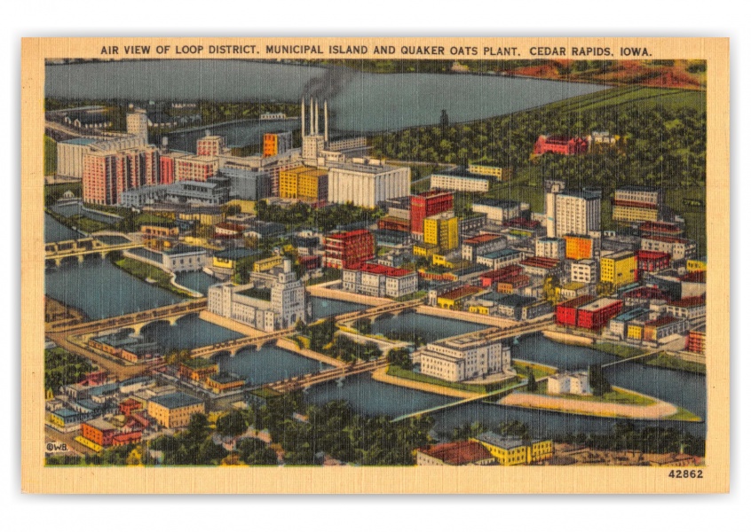 Cedar Rapids, Iowa, air view of Loop District