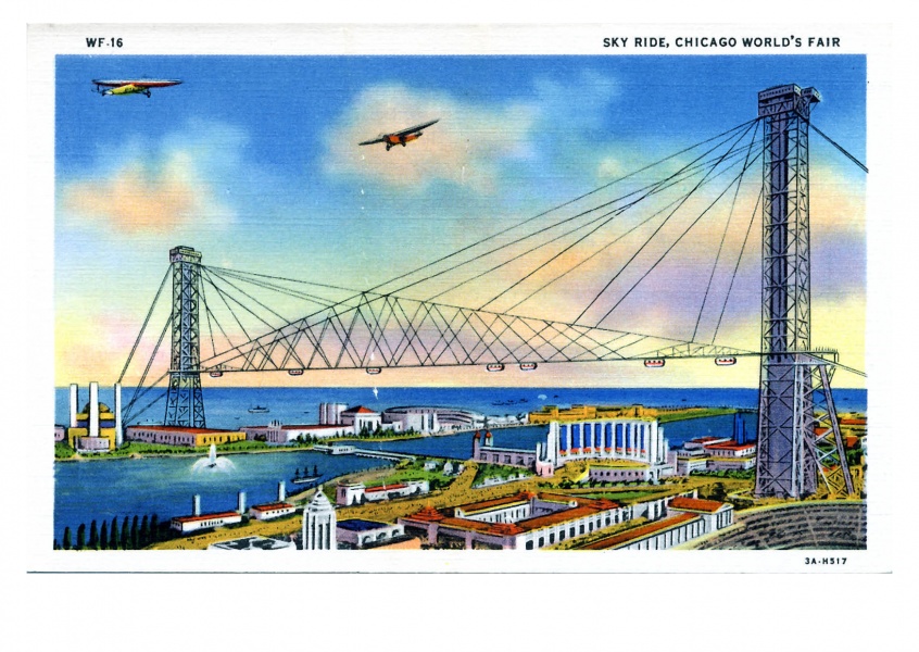 Curt Teich Cartolina Collezione degli Archivi Sky Ride, Fiera Mondiale di Chicago