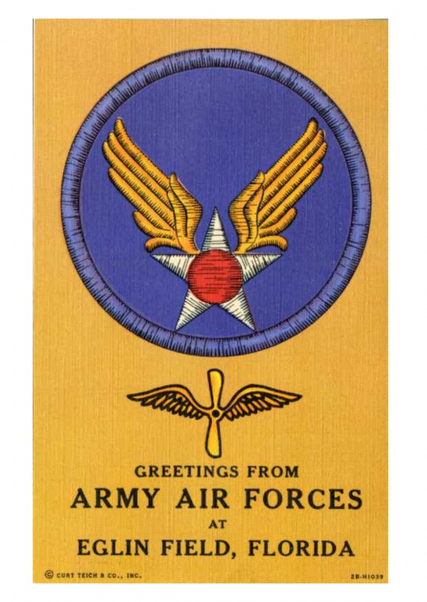 Curt Teich Vykort Arkiv Samling Army Air Forces Egling Fält, Florida
