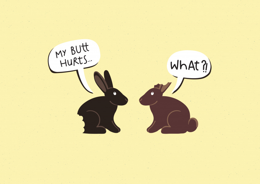 Half bitten chocolate bunnies