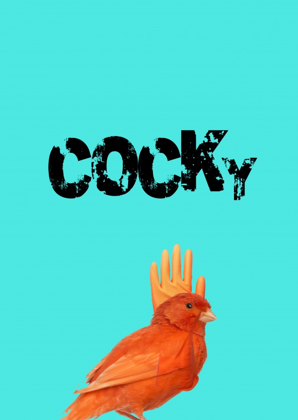 Kubistika cocky bird roter vogel auf neon Hintergrund