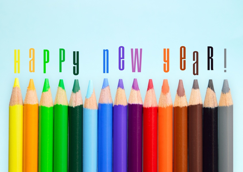 Happy New Year in colorful letters