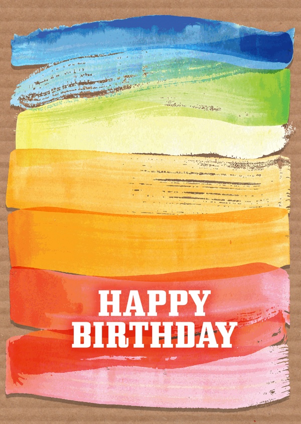 birthday wishes with colourful brush strokes in the background