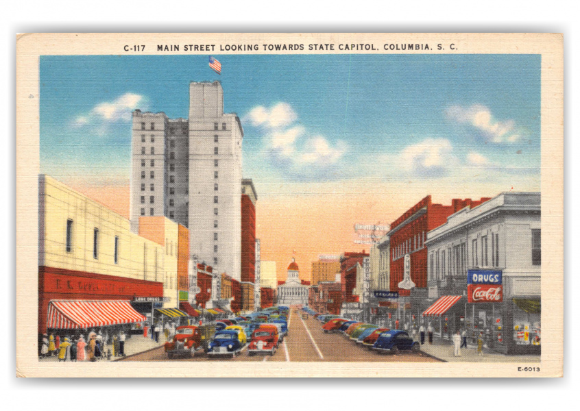 Columbia, South Carolina. Main Street towards State Capitol