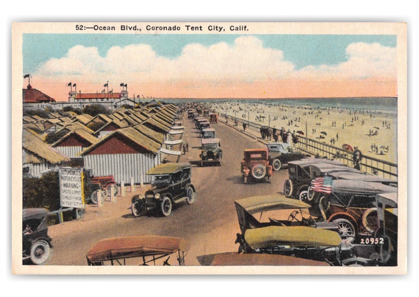 Coronado Tent City California Ocean Blvd Beach Scene