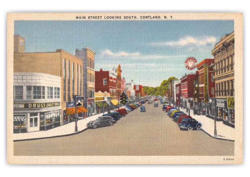 Cortland, new York, Main Street looking south' Vintage & Antique