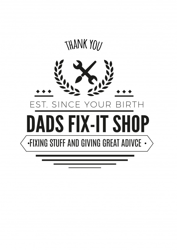 Karte mit Logo eines Dads-Fix-it-Reparierladen