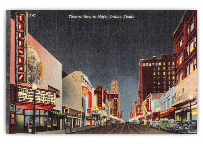 Dallas, Texas, Theatre Row at night