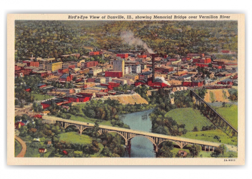 Danville Illinois Memorial Bridge Birds Eye View