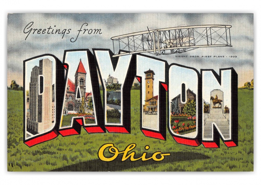 Dayton Ohio Greetings Large Letter Airplane