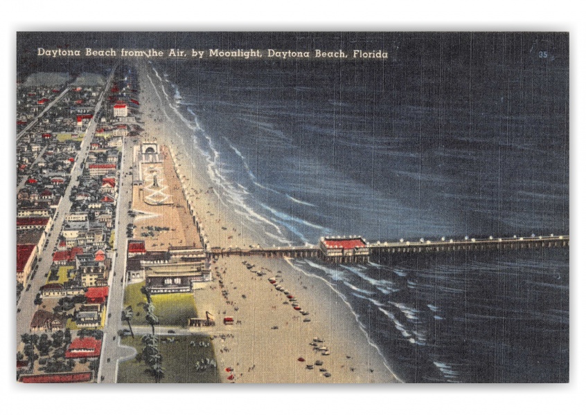 Daytona Beach, Florida, from the air in moonlight