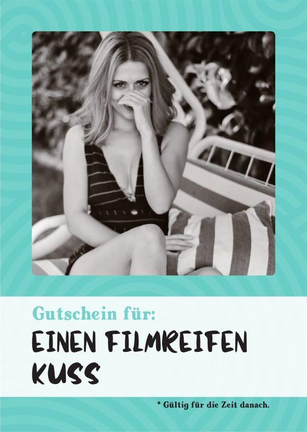 carte postale disant Gutschein für einen filmreifen Kuss (gültig für die Zeit avoir suivi)