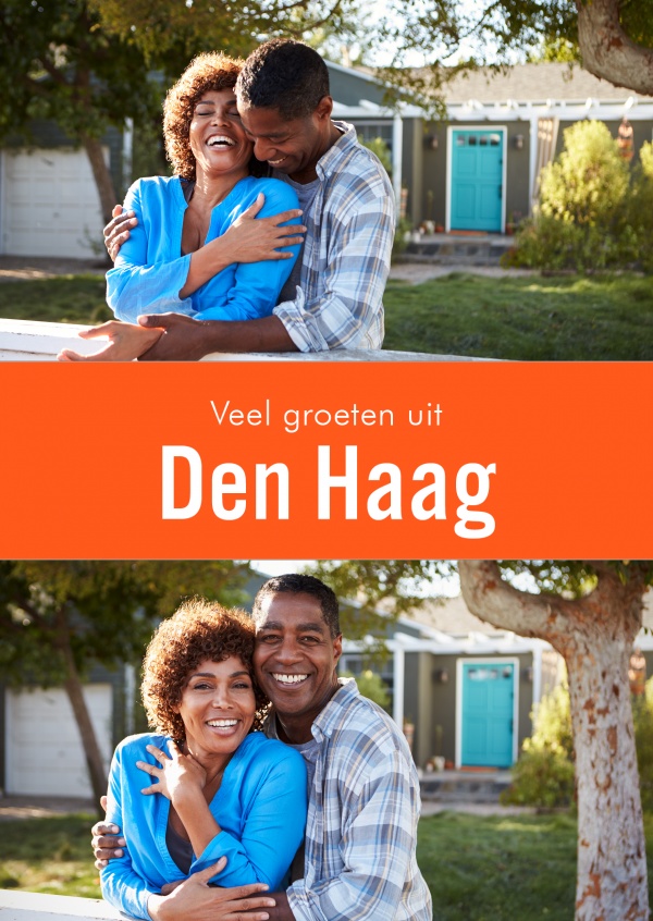 Den Haag hälsningar i nederländska språket orange vit