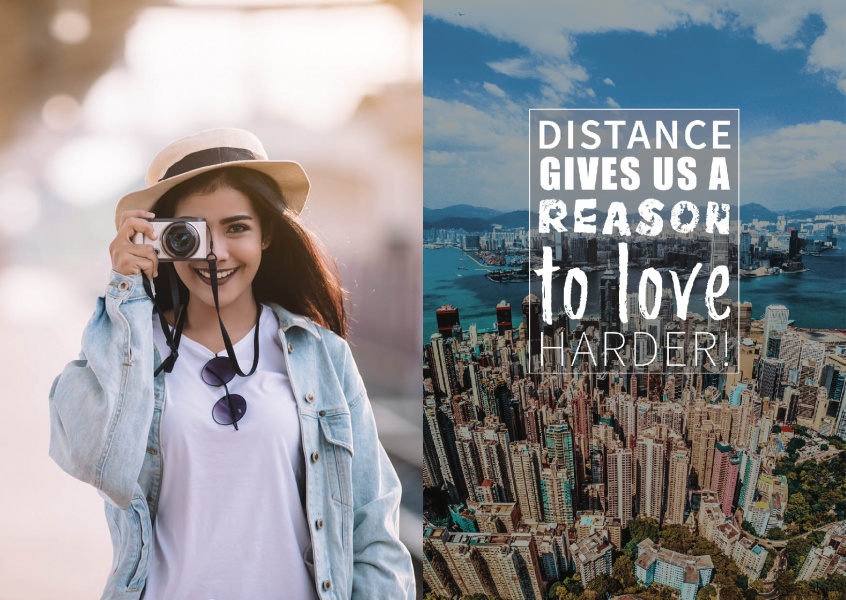 Distanza ci dà una ragione per amare di più dicendo cartolina