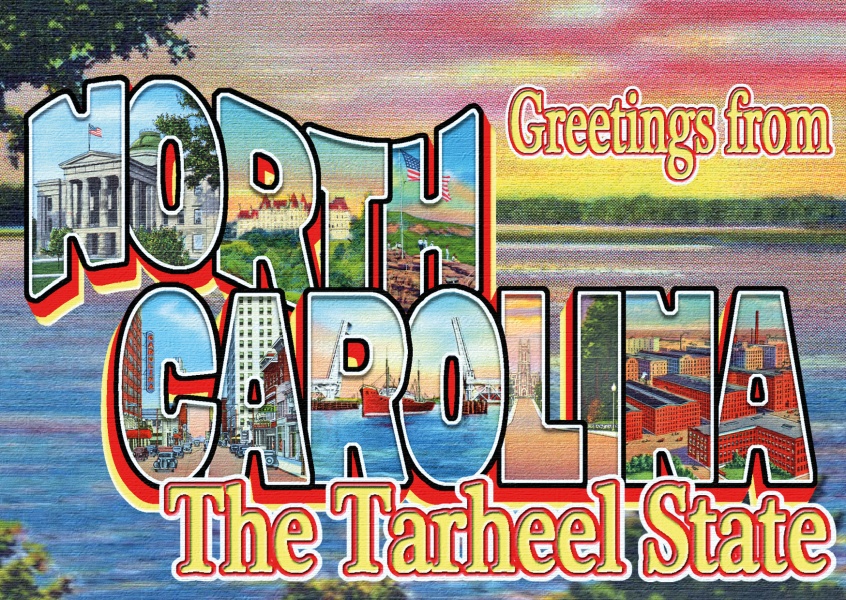 Carolina do norte vintage design de cartão de saudação