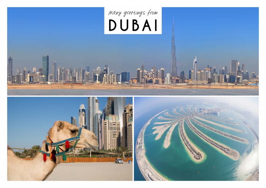 Dubai Trio Collage Urlaubsgrusse Und Spruche Echte Postkarten Online Versenden
