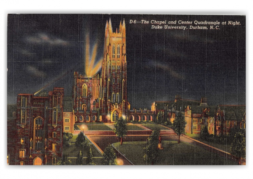 Durham, North Carolina, Chapel and Center Quadrangle at night Duke Univeristy