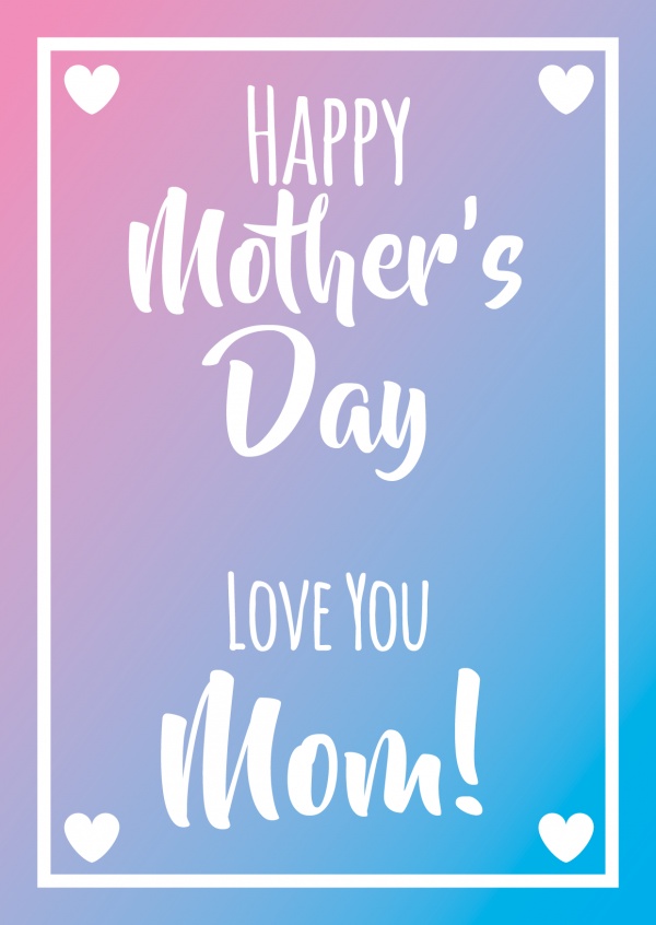 Happy mother's day with white hearts and blurry background–mypostcard