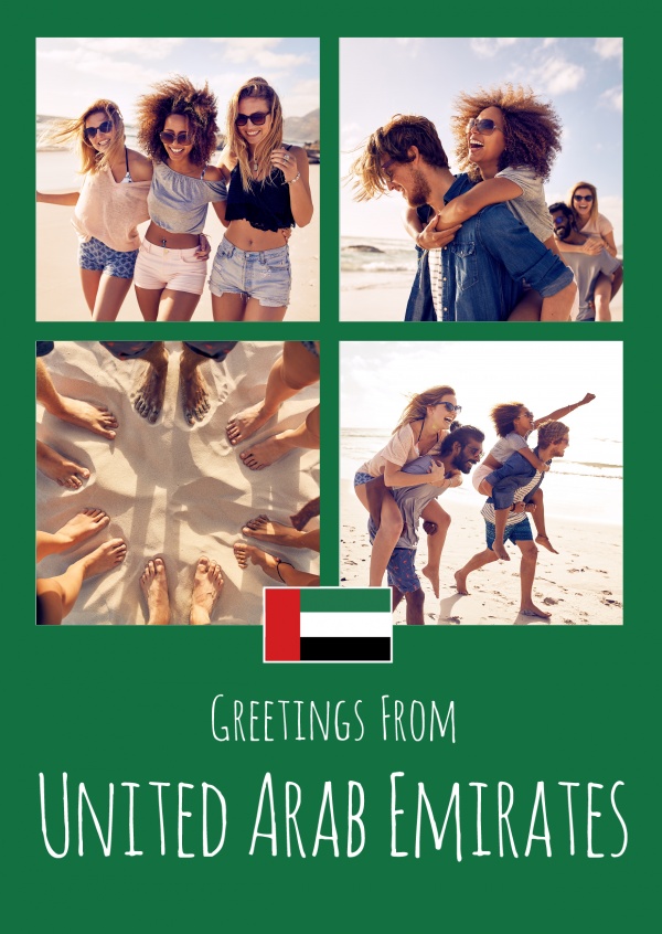 tarjeta de felicitación Saludos desde Emiratos Árabes Unidos