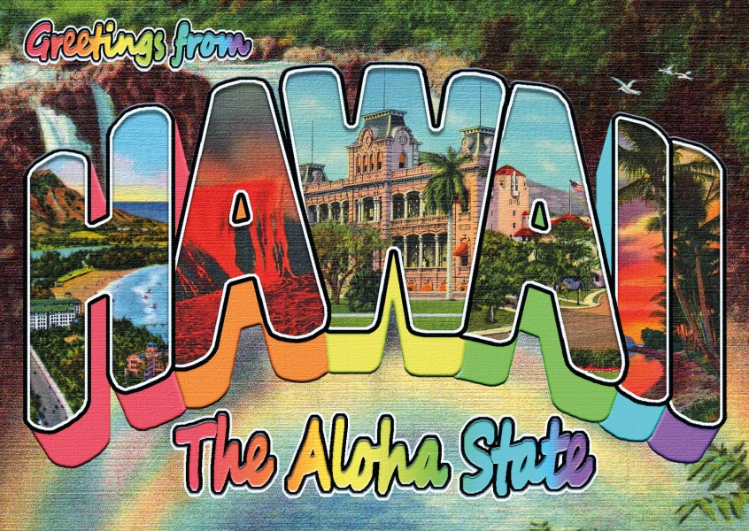 vintage tarjeta de felicitación de Hawaii