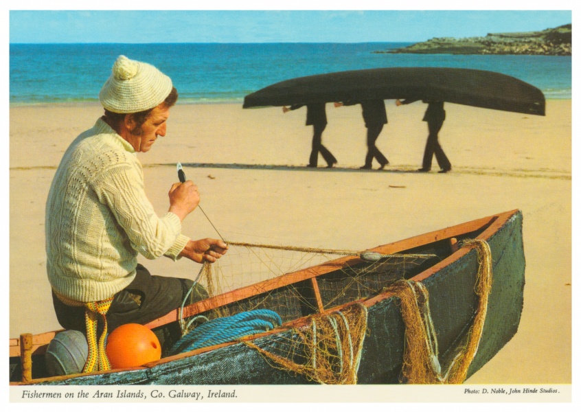 John Hinde photo d'Archive de Pêcheur sur l'Île d'Aran, Irlande