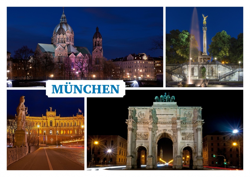 photo collage de photos diverses de Munich par nuit