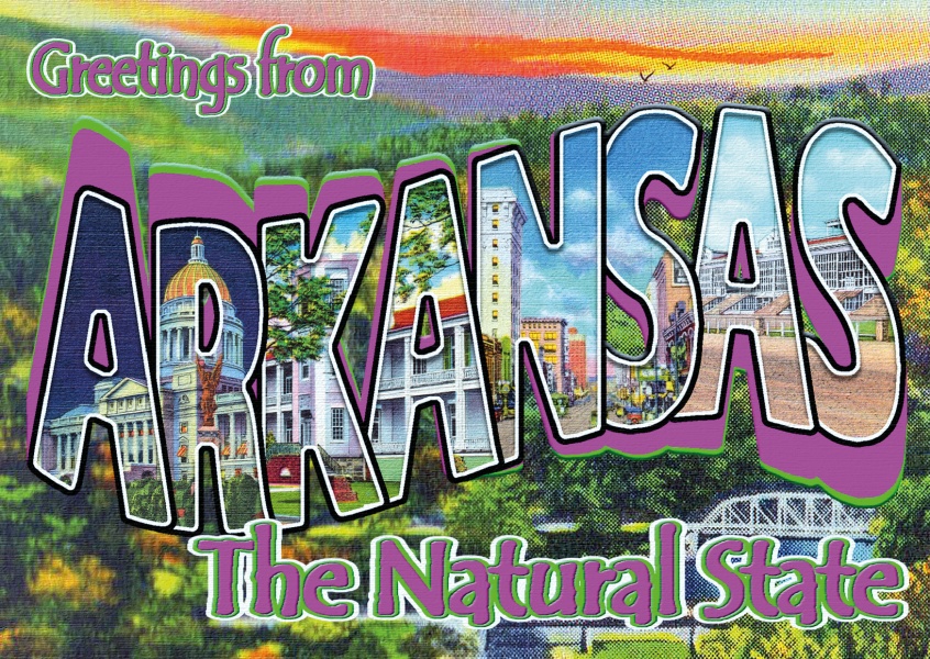 vintage cartão de felicitações de Arkansas
