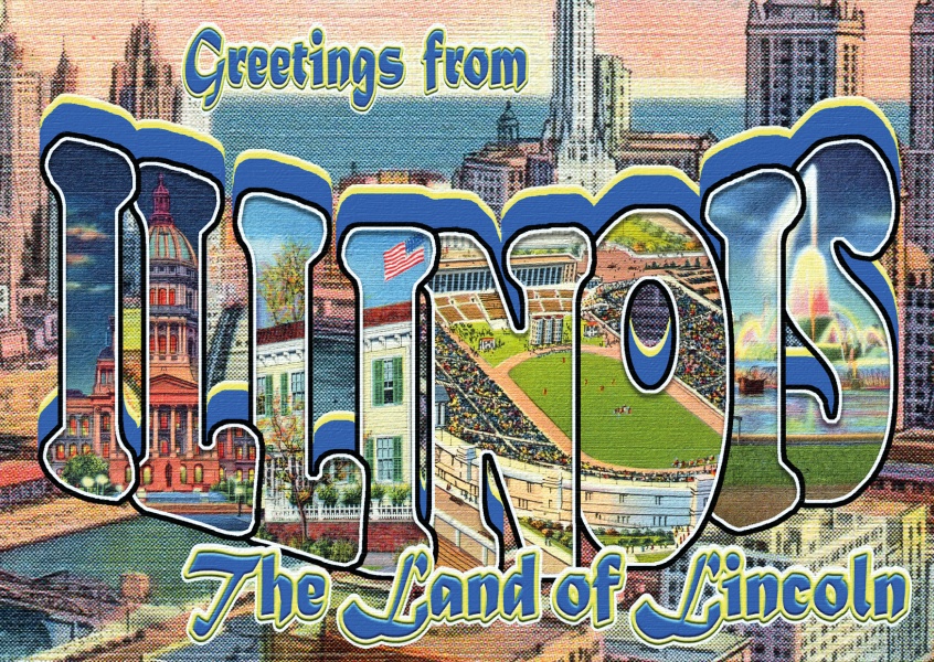 vintage cartão de felicitações de Illinois