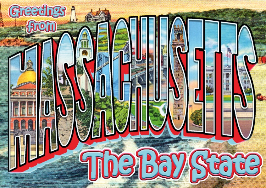 Massachusetts vintage cartão de saudação