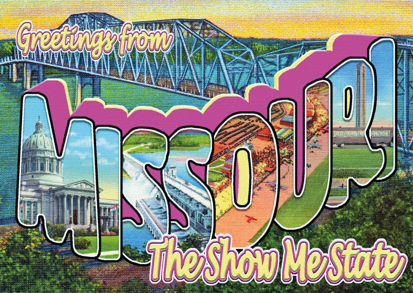 vintage cartão de felicitações de Missouri