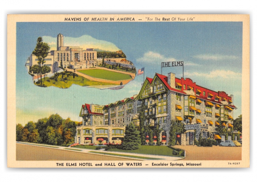 Excelsior Springs Missouri The Elms Hotel And Hall Of Waters Vintage Antique Postcards Send Real Postcards Online