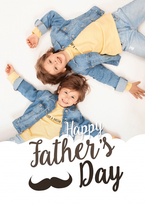 Happy Father's Day greetings with moustache und retro lettering in brown and white