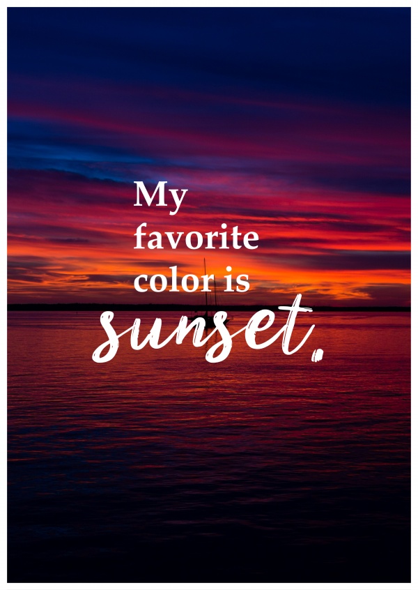 vykort citera Min favorit färg är solnedgång