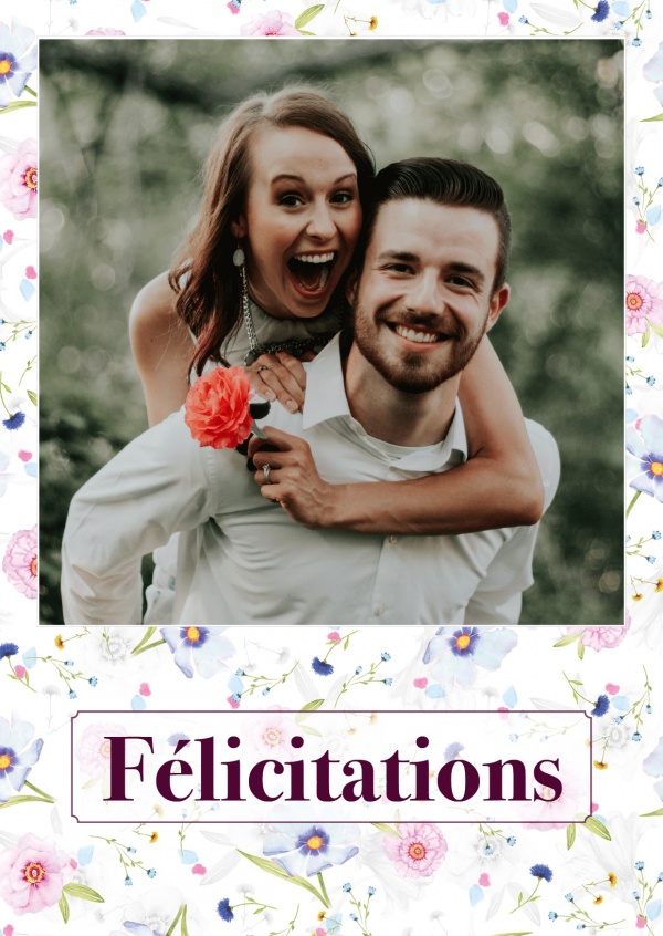 felicitations encadrement floral
