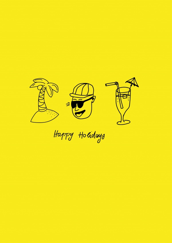 felices fiestas, tarjeta amarilla