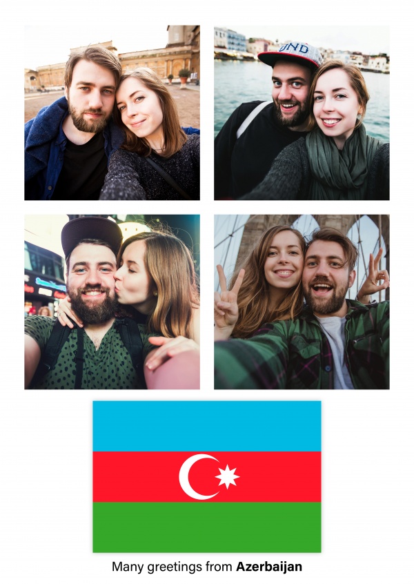 Cartão-postal com a bandeira do Azerbaijão