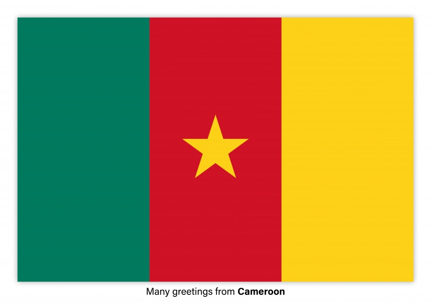 Cartão-postal com a bandeira de Camarões