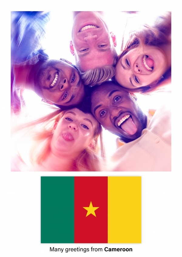 Cartão-postal com a bandeira de Camarões