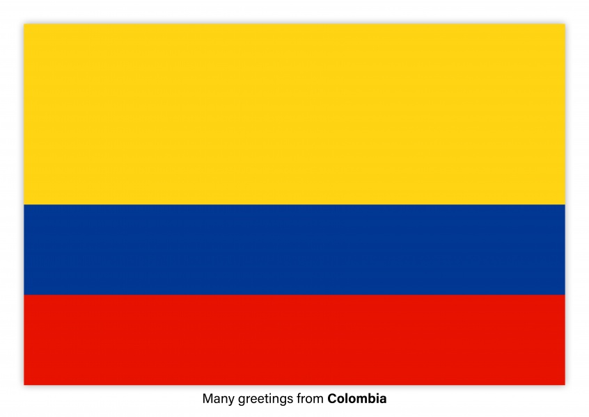 Cartão-postal com a bandeira da Colômbia
